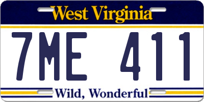 WV license plate 7ME411