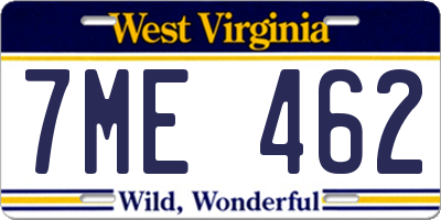 WV license plate 7ME462