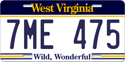 WV license plate 7ME475