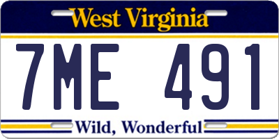 WV license plate 7ME491