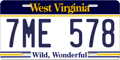 WV license plate 7ME578