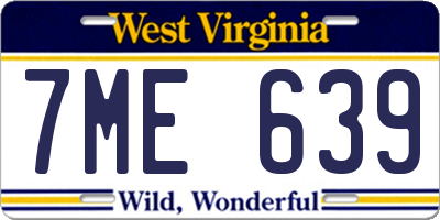 WV license plate 7ME639