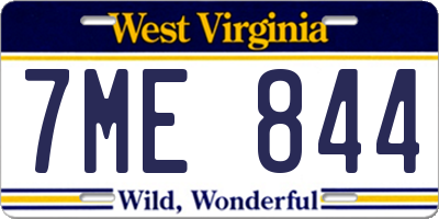 WV license plate 7ME844