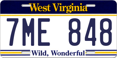 WV license plate 7ME848