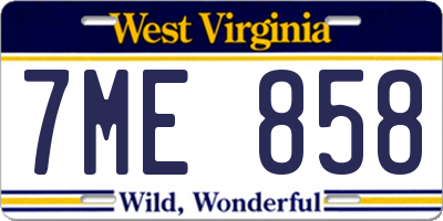 WV license plate 7ME858