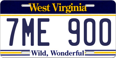 WV license plate 7ME900