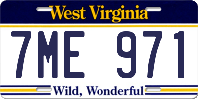 WV license plate 7ME971
