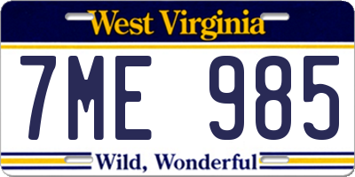 WV license plate 7ME985