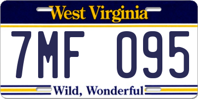 WV license plate 7MF095