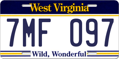 WV license plate 7MF097