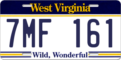 WV license plate 7MF161
