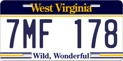 WV license plate 7MF178