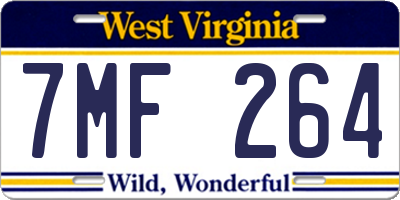 WV license plate 7MF264
