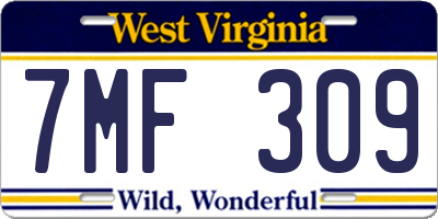 WV license plate 7MF309