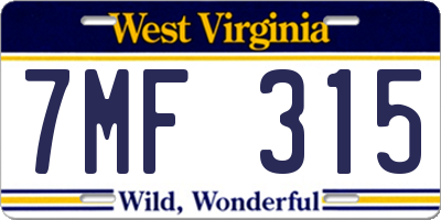 WV license plate 7MF315