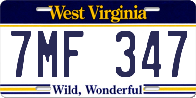WV license plate 7MF347