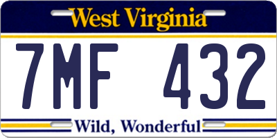 WV license plate 7MF432