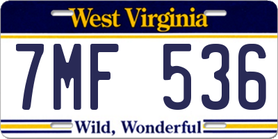 WV license plate 7MF536