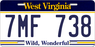WV license plate 7MF738