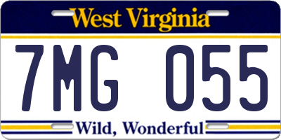 WV license plate 7MG055