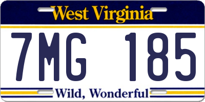 WV license plate 7MG185