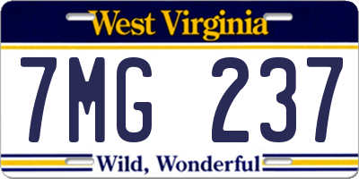 WV license plate 7MG237