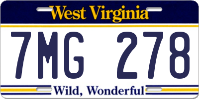 WV license plate 7MG278