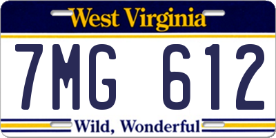 WV license plate 7MG612