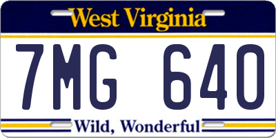 WV license plate 7MG640