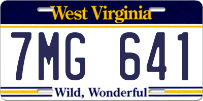 WV license plate 7MG641