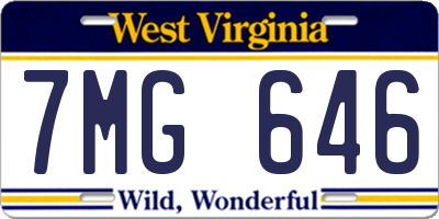WV license plate 7MG646