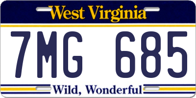 WV license plate 7MG685