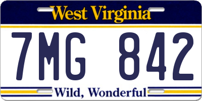 WV license plate 7MG842