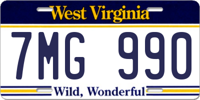 WV license plate 7MG990