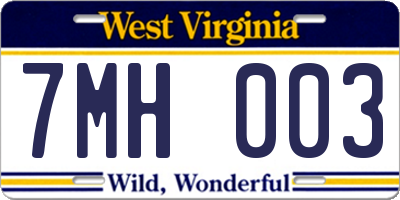 WV license plate 7MH003