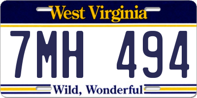WV license plate 7MH494