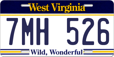 WV license plate 7MH526
