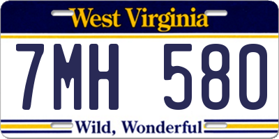 WV license plate 7MH580