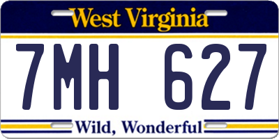 WV license plate 7MH627
