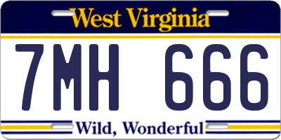 WV license plate 7MH666