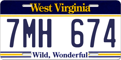 WV license plate 7MH674