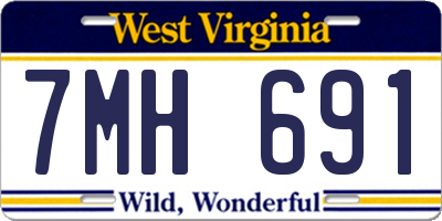 WV license plate 7MH691