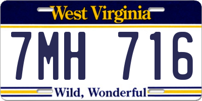 WV license plate 7MH716