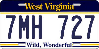 WV license plate 7MH727