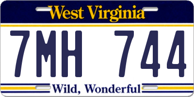 WV license plate 7MH744