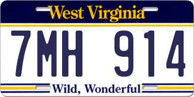 WV license plate 7MH914
