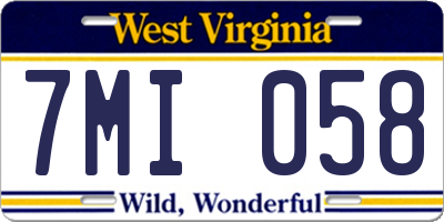 WV license plate 7MI058