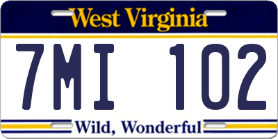 WV license plate 7MI102