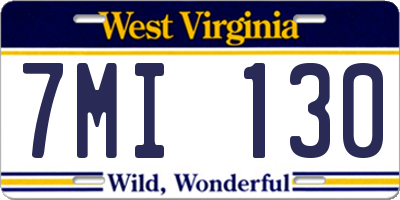 WV license plate 7MI130