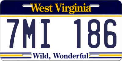 WV license plate 7MI186